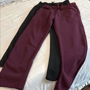 Men's Fleece Joggers in Black and Burgundy. Size M Set Of 2